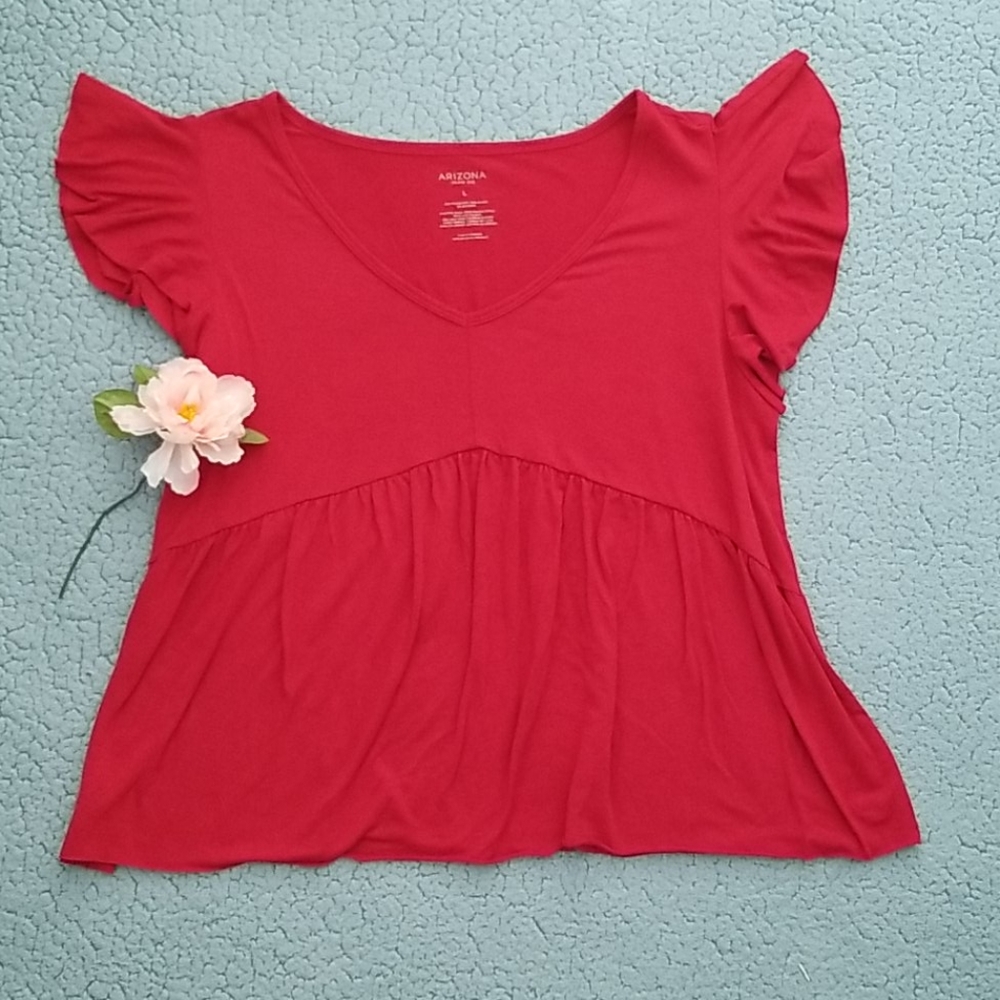 Flattering red ruffle top